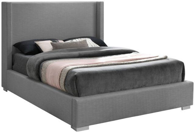 Meridian Furniture Royce Gray Queen Upholstered Panel Bed-1