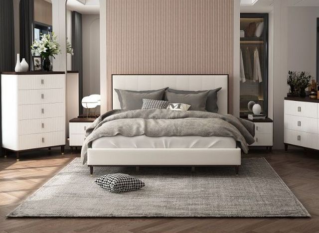 ACME Furniture Carena Light Gray/White Eastern King Panel Bed-1