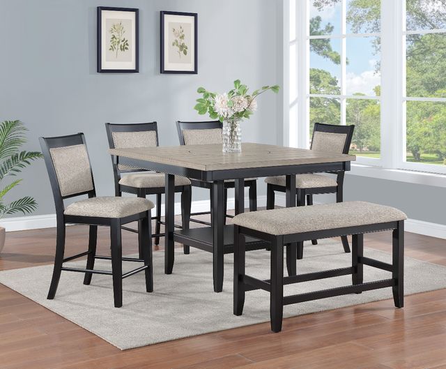 Crown Mark Fulton 2-Piece Black/Light Gray Counter Height Chair Set-1