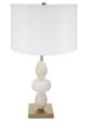 A & B Home Gold/White Three Tiered Round Table Lamp with Drum Shade-0