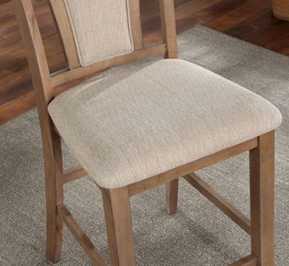 Furniture of America® Upminster 2-Piece Beige/Natural Tone Counter Height Dining Chair Set-2