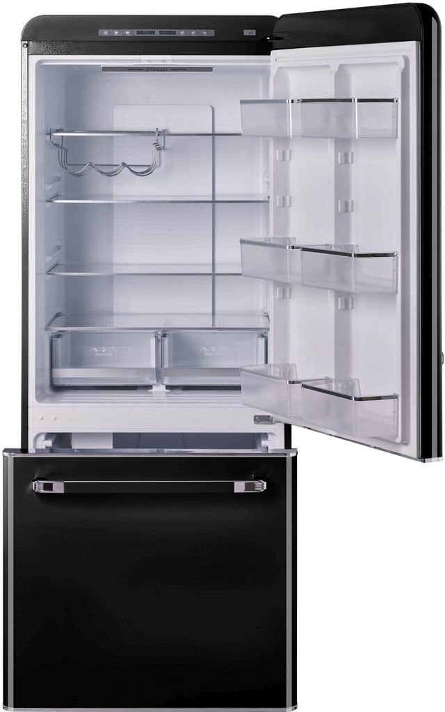 Unique® Appliances Classic Retro 30 in. 18 Cu. Ft. Midnight Black Bottom Freezer Refrigerator-1