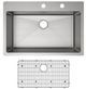 Elkay Crosstown® Polished Satin 33'' FR2-Hole Single Bowl Dual Mount Sink Kit-1