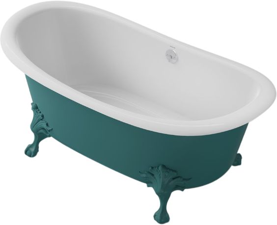 KOHLER® Artifacts™ Teal Exterior with White Interior 66" x 32" Freestanding Bath-1