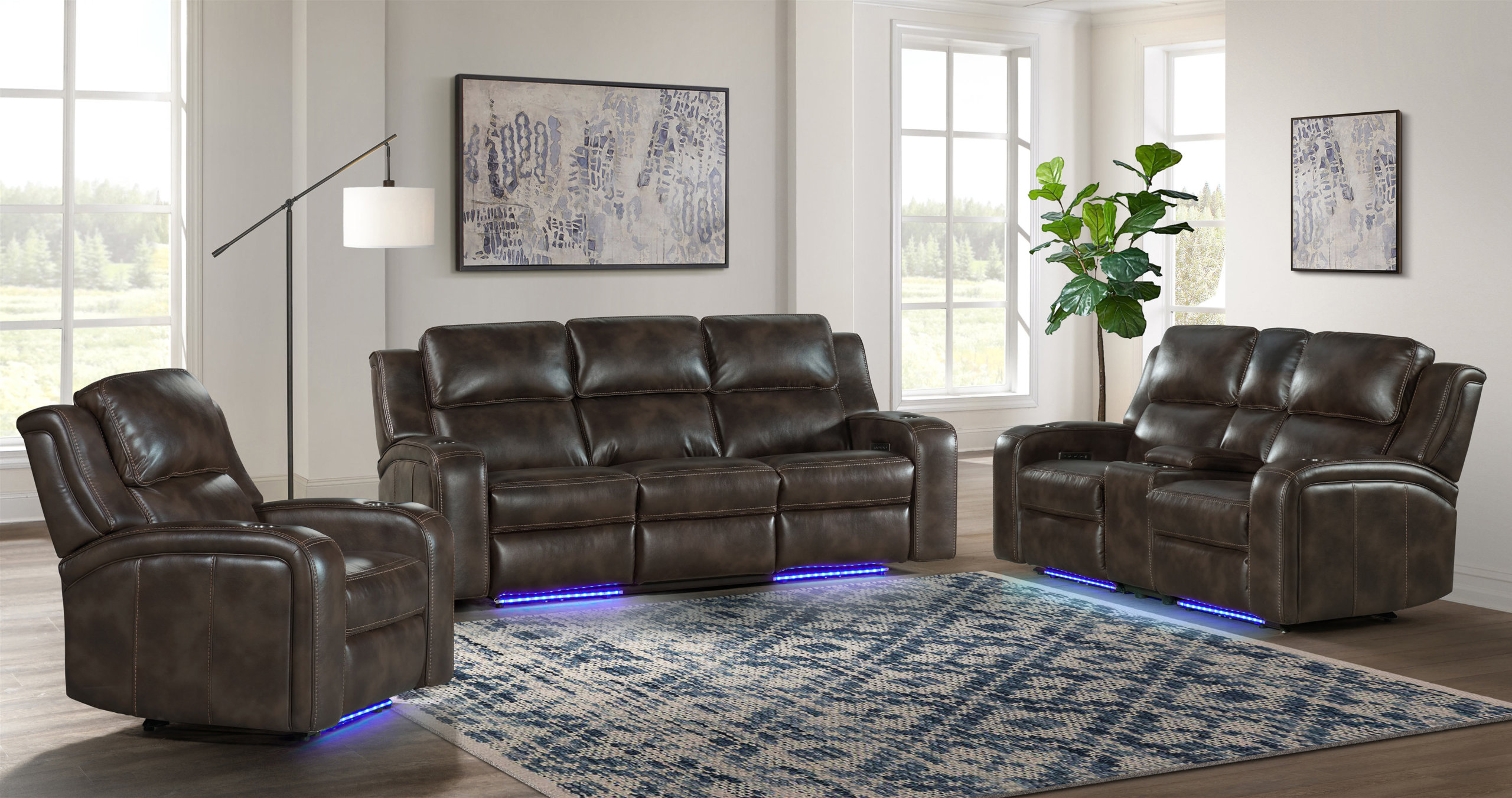 Intercon Silhouette Bolero Coffee Dual Power Sofa