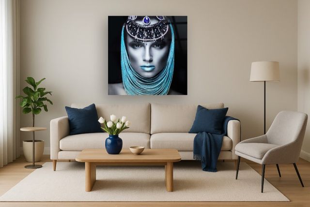 Classy Living Woman of Turquoise Rhinestones Wall Art-1