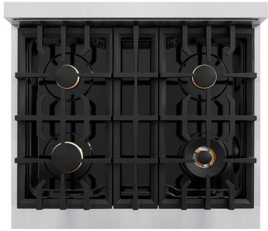 ZLINE Classic Series Autograph Edition 30" Stainless Steel Pro Style Dual Fuel Range with Matte Black Accents-1