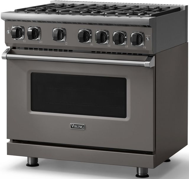 Viking® 7 Series 36" Damascus Gray Pro Style Natural Gas Range-3