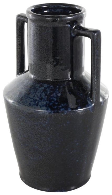 Deco Marche Dark Blue Ombre Textured Vase with Rectangular Handles-1