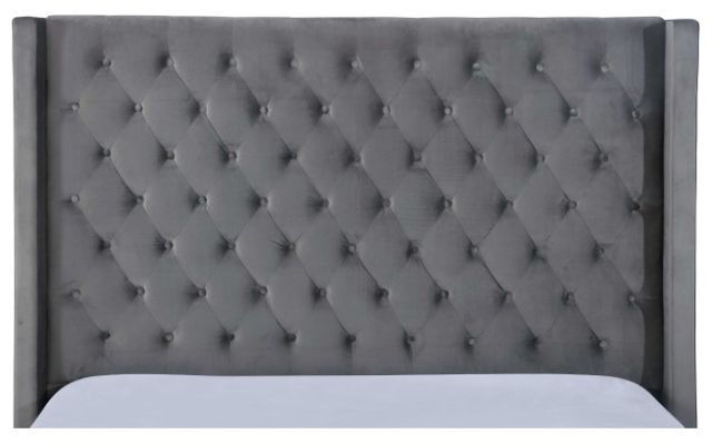 Mazin Furniture Deirdre Upholstered Gray Queen Platform Bed-2