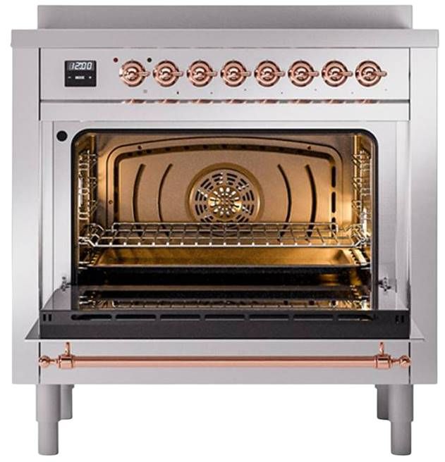 Ilve® Nostalgie II Noblesse 36'' Stainless Steel Pro Style Induction Range with Copper Trim-2