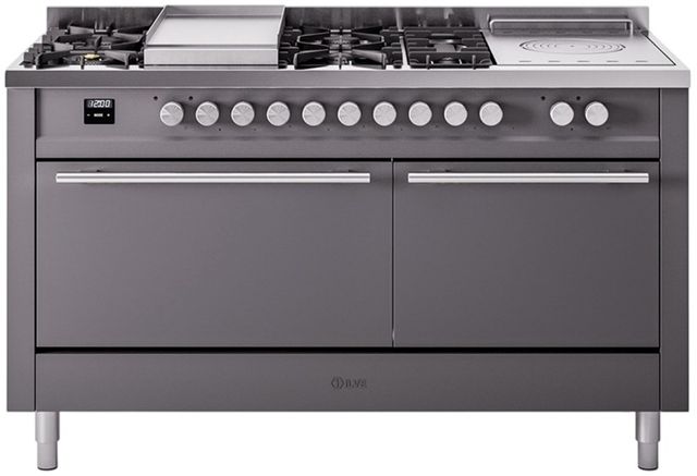 Ilve® Professional Plus II 60" Graphite Matte Pro Style Dual Fuel Range-0