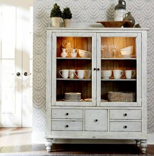Liberty Furniture Whitney Antique Linen/Weathered Gray Display Cabinet-1