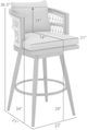 Armen Living Zella Black/Gray Aluminum/Fabric Outdoor Swivel Bar Stool-2