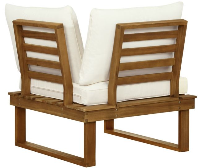 Linon Sea Breeze 2-Piece Beige/Brown Wooden Outdoor Table and Corner Chair with Cushion Set-4