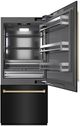 ZLINE Autograph Edition 36" 19.8 Cu. Ft. Black Stainless Steel Built-In Bottom Freezer Refrigerator with Water Dispenser, Ice Maker, Graphite Gray Interior, and Champagne Bronze Accents-3