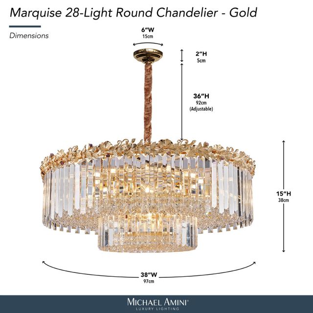 Michael Amini® Marquise Gold 28-Light Round Chandelier-2