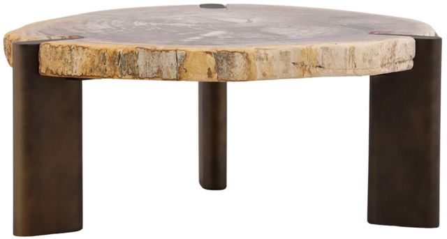 Dovetail Furniture Sampson Light Natural 30" Coffee Table with Bronze Base-0