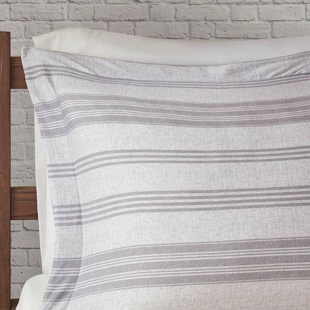 Olliix by Urban Habitat Grey King/California King Cole Stripe Print Ultra Soft Cotton Blend Jersey Knit Duvet Cover Set-3