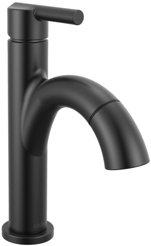 Delta Nicoli® Matte Black Single Handle Arched Pull-Down Bathroom Faucet-0