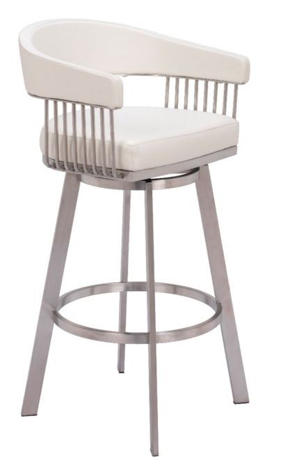  Zuo® Modern Bantry White Swivel Barstool-0