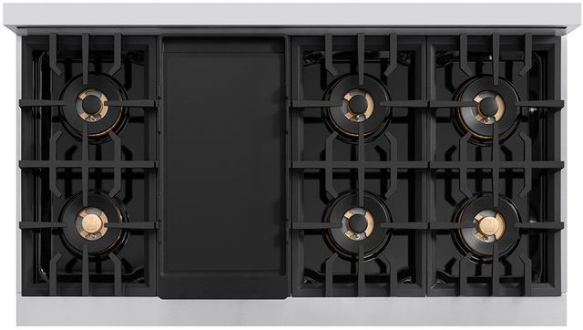ZLINE Classic Autograph Edition 48" Satin Stainless Steel Gas Rangetop with Polished Gold Accents-2