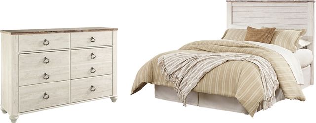 Signature Design by Ashley® Willowton 2-Piece Whitewash Queen/Full Panel HeadboardSet-0