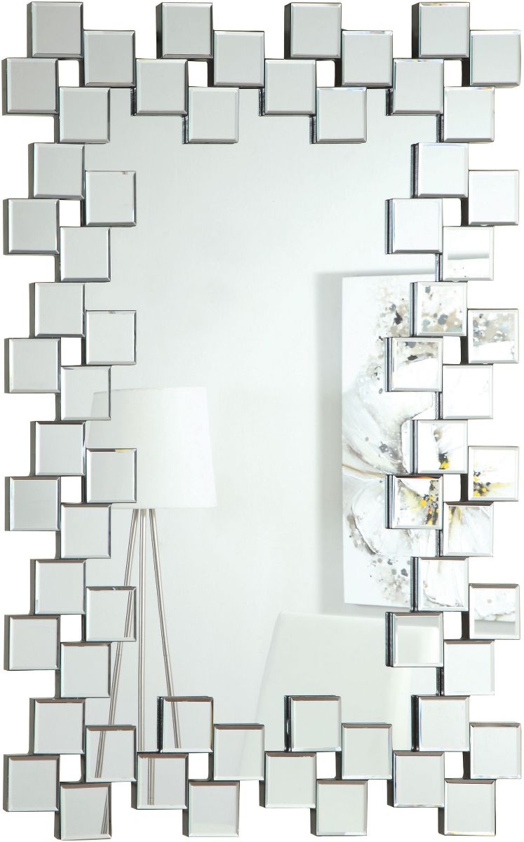 Coaster® Pamela Silver Frameless Wall Mirror With Staggered Tiles
