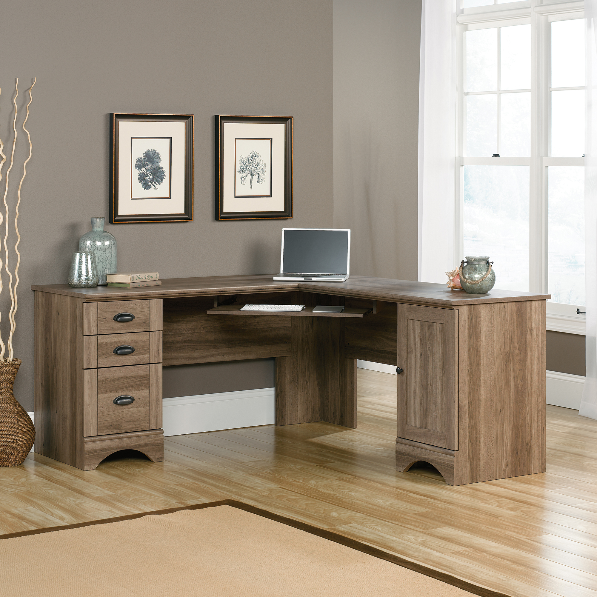 Sauder® Harbor View® Salt Oak® Corner Computer Desk | Big