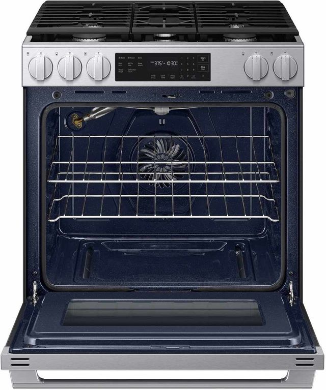 Samsung Bespoke 30" Stainless Steel Smart Slide-In Gas Range with No-Preheat Air Fry Max-1
