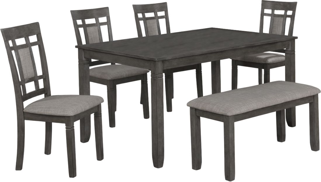 Crown Mark Paige 6-Piece Gray Dining Table Set