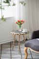 A & B Home Black Agate Tabletop With Silver Inlay Tri Legs Centre Table-1