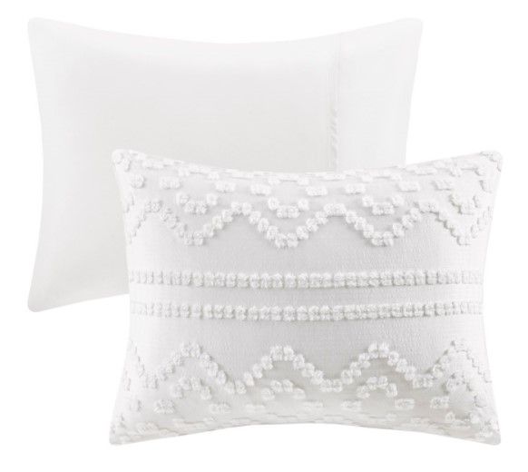 Olliix by Intelligent Design Annie Ivory Twin/Twin XL Solid Clipped Jacquard Comforter Set-1