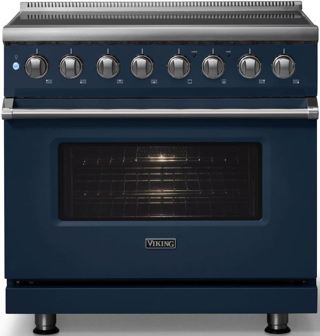 Viking® 5 Series 36" Slate Blue Pro Style Induction Range with Polished Chrome Trim-3