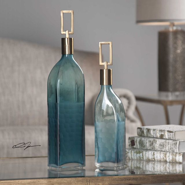 Uttermost® Annabella 2-Piece Teal Green Bottle Set-1