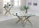 Furniture of America® Alvise Glass Top End Table with Champagne Cross Legs-1