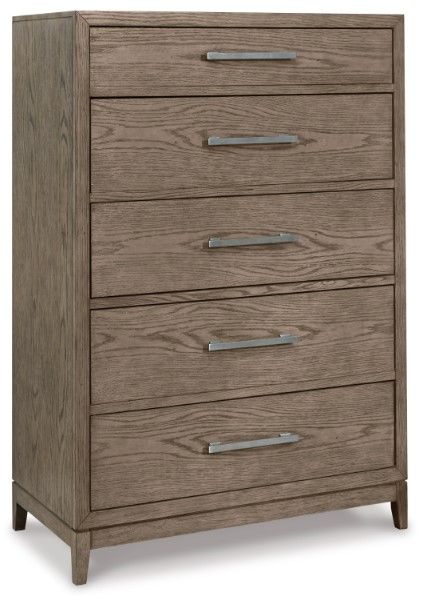 Signature Design by Ashley® Chrestner 5-Piece Gray California King Upholstered Panel Bed Set-2
