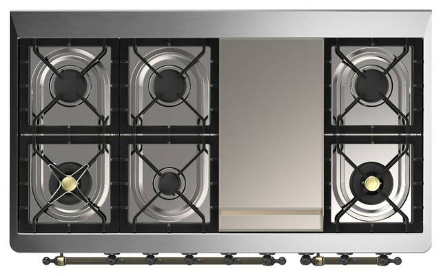Ilve® Majestic III 48" Antique White Pro Style Dual Fuel Natural Gas Range with Triple Glass Door and Burnished Trim-3