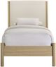 Elements International Jonas Natural/White Twin Upholstered Panel Bed-3