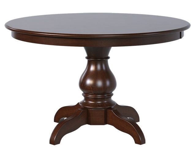Country View Woodworking Customizable Westfield 38" Elm Top Dining Table with 1-Leaf and Brown Maple Base-0