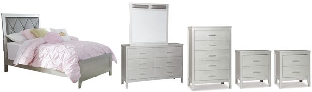 Signature Design by Ashley® Olivet 6-Piece Silver Twin Panel Bed Set-0