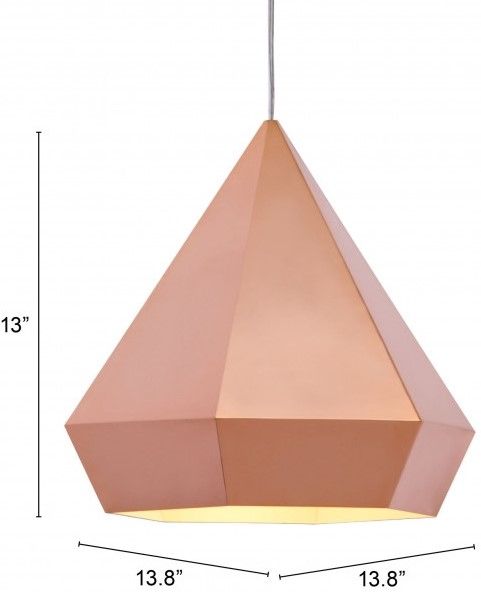 Zuo® Forecast Rose Gold Ceiling Lamp-4