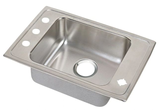 Elkay Lustertone® Classic Lustrous Satin Stainless Steel 25" x 17" x 7" 2LM-Hole Single Bowl Drop-in Classroom ADA Sink with Quick-clip-0