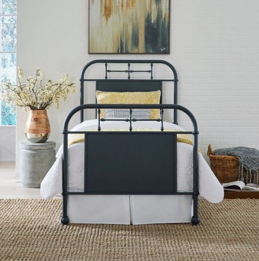 Liberty Furniture Vintage Navy Twin Youth Metal Rod Bed-1