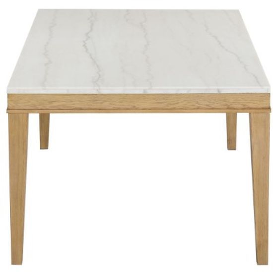 New Classic® Home Furnishings Essence White Marble Table Top with Natural Base-2