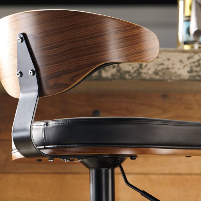 Signature Design by Ashley® Bellatier Black Upholstered Swivel Bar Stool-2