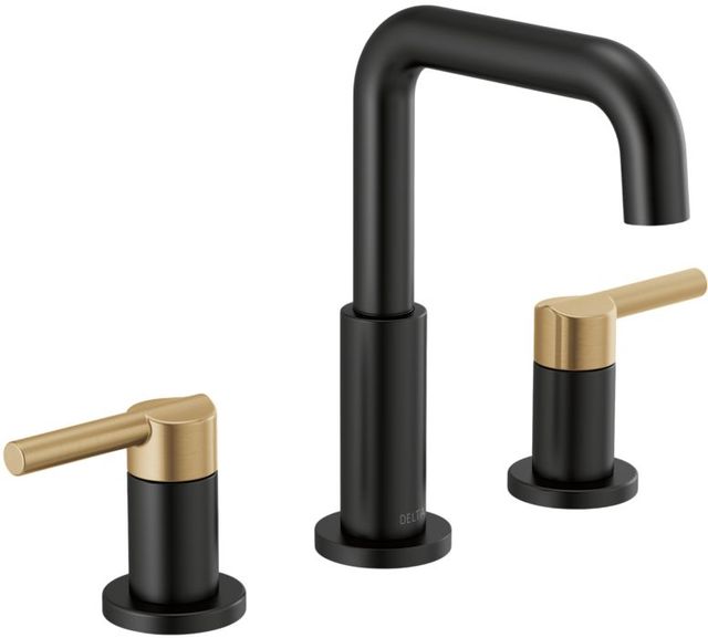 Delta Nicoli® Champagne Bronze/Matte Black 8" 2-Handle Widespread Bathroom Faucet-0
