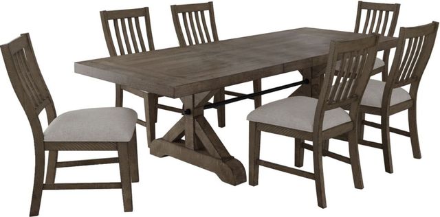 Elements International Yellowstone 7-Piece Gray/Medium Brown Dining Set-0