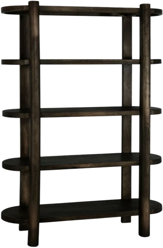 International Furniture Direct Balam Stained Dark Bookcase-1
