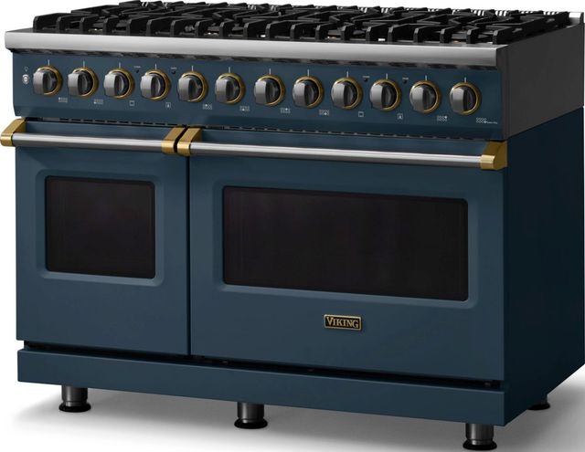 Viking® 5 Series 48" Squall Pro Style Dual Fuel (LP) Range with Brushed Brass Trim-3